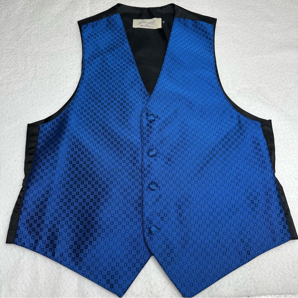 Jean Yves VTG Formal Blue Check Waistcoat Vest